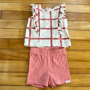 Miles The Label Baby Girl Outfit Ruffled Top Bike Shorts Size 3-6 Cotton Comfy
